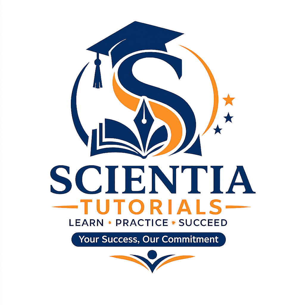 ScientiaTutorials.in logo representing private home tutors in Assam, online tutoring, and e-learning services with a modern education-themed design.