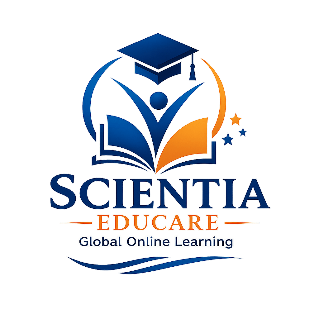 ScientiaEducare.com logo representing a global online learning platform offering online courses, live tutoring, skill development, and digital education for students worldwide.